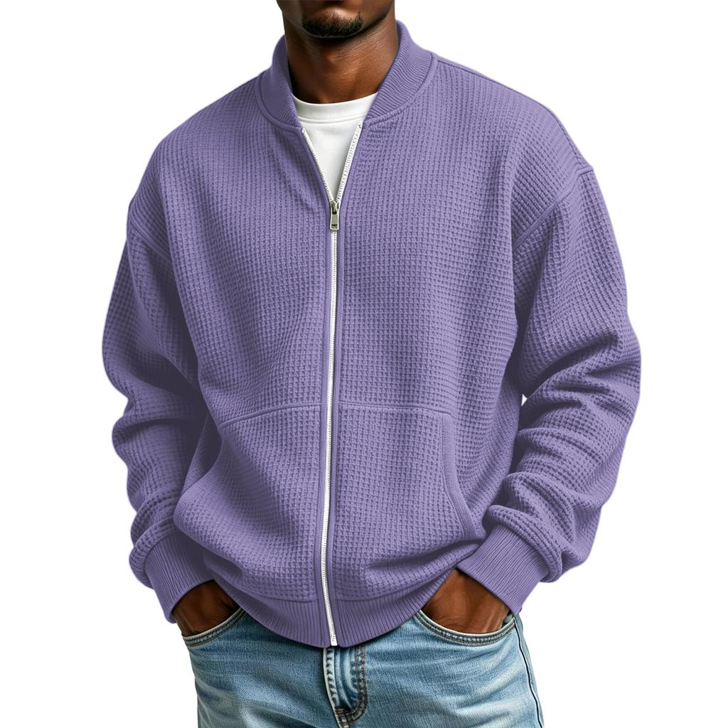 Herren Farbe Langarm Reißverschluss Strickjacke Lässige Jacke