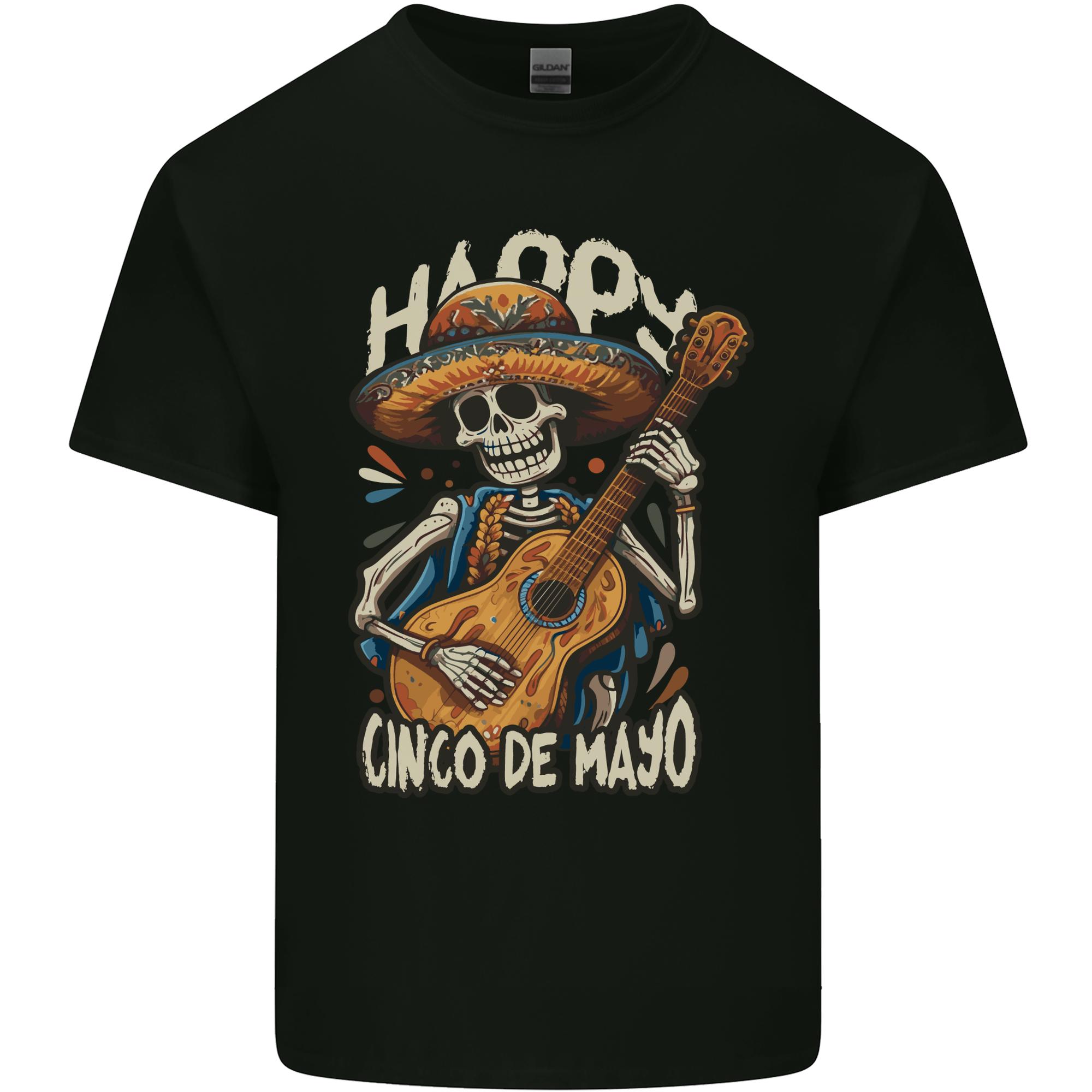 Happy Cinco De Mayo Day Mexico Skull Guitar Unisexs Light Cotton TShirt S