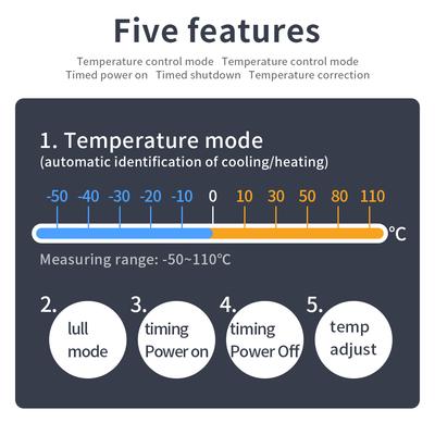 W3103 Digital Temperature Controller AC 110-220V High Power 30A Automatic Thermostat Heat/Cooling/Timing Adjustable Temperature