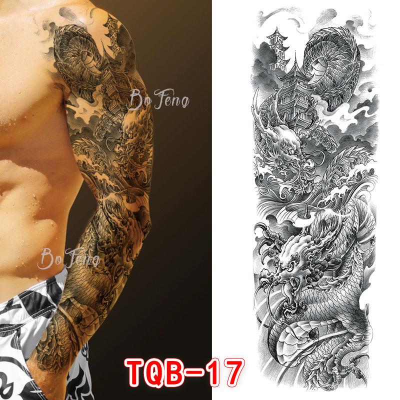 Waterproof Full Arm Floral Tattoo Stickers - Cross-Border Design for Europe & America