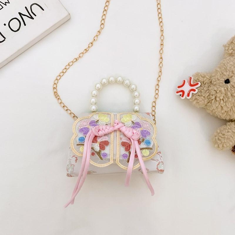 Double Pearl Knot Princess Crossbody Bag Cute Coin Purse Suitable Playing For