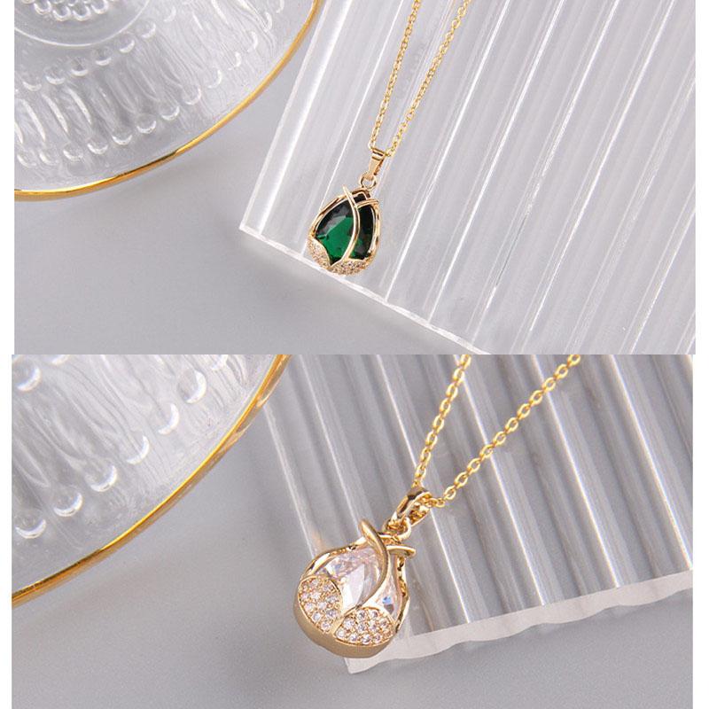 Luxury Drop Water Shaped Zircon Pendant Necklace Geometric Stainless Steel Choker Jewelry Birthday Gifts For Women Girls