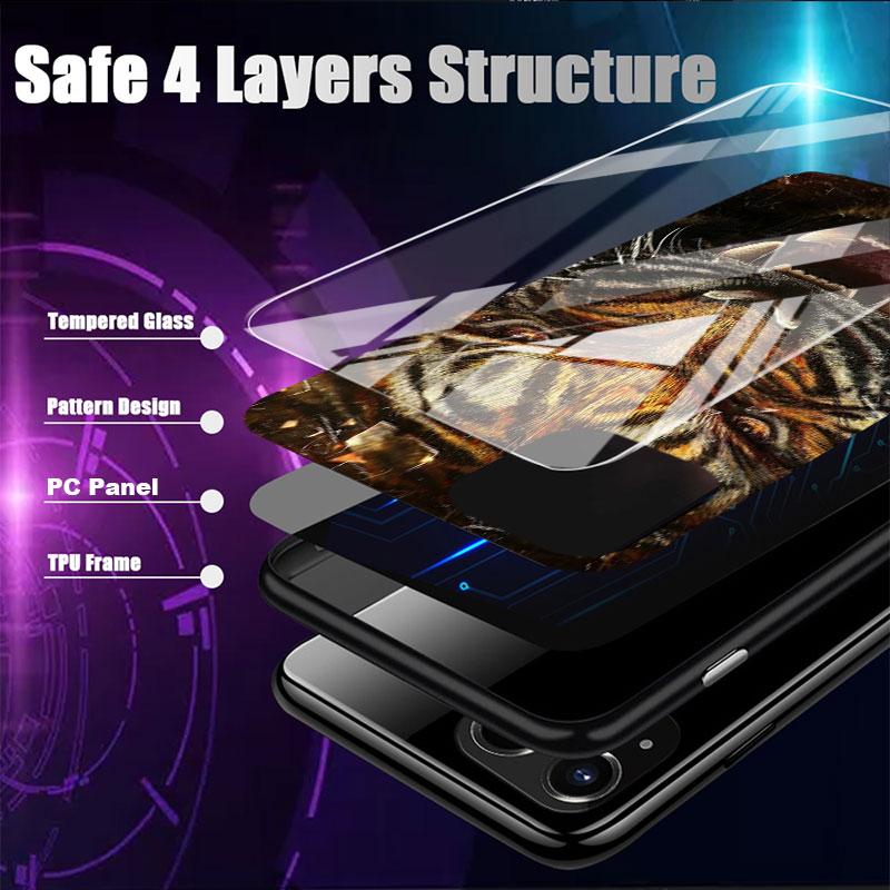 Lion Wolf Glass Case For Apple iPhone 14 13 Pro 11 12 7 8 Plus SE 2022 XR X XS Max 6 6S Tempered Phone Cover