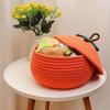 Halloween Pumpkin Basket With Lid Halloween Decorative Candy Gift Basket Multi-Function Fruit Candy Snacks Toys Woven Basket
