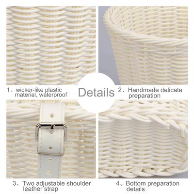 Front Handlebar Bicycle Basket Multifunction Traditional Bicycle Basket Waterproof Hand Woven Bike Basket for Kids Children Bike