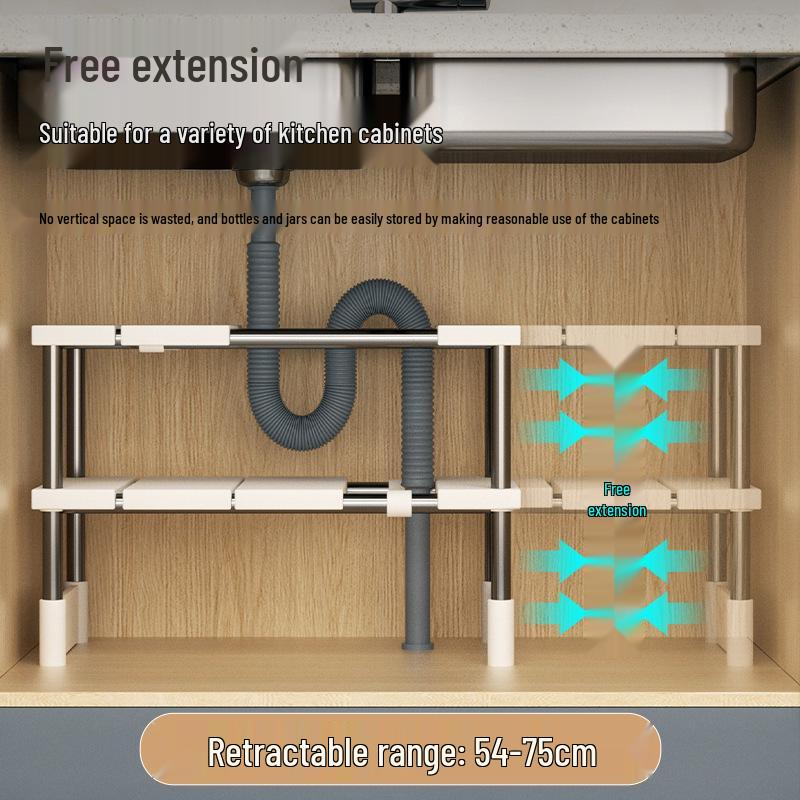 Retractable Under-Sink Kitchen Cabinet Storage Rack
