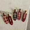 2pcs Burgundy Bow Plaid Acrylic Seamless Clip | Makeup Clip, Christmas New Year Temperament Bangs Clip, Shredded Hair Chuck Headpiece for Women