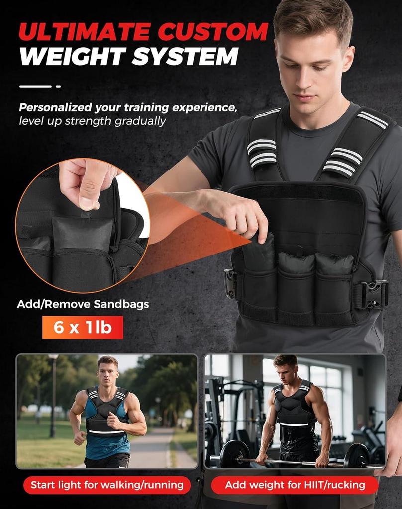Adjustable Reflective Weighted Vest for Fitness Training