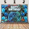 2D Flat - 2D Flat - 2D Flat Banner, 1pc Game Birthday Backdrop Background Cloth Ornaments Video Game Level Up Birthday Party