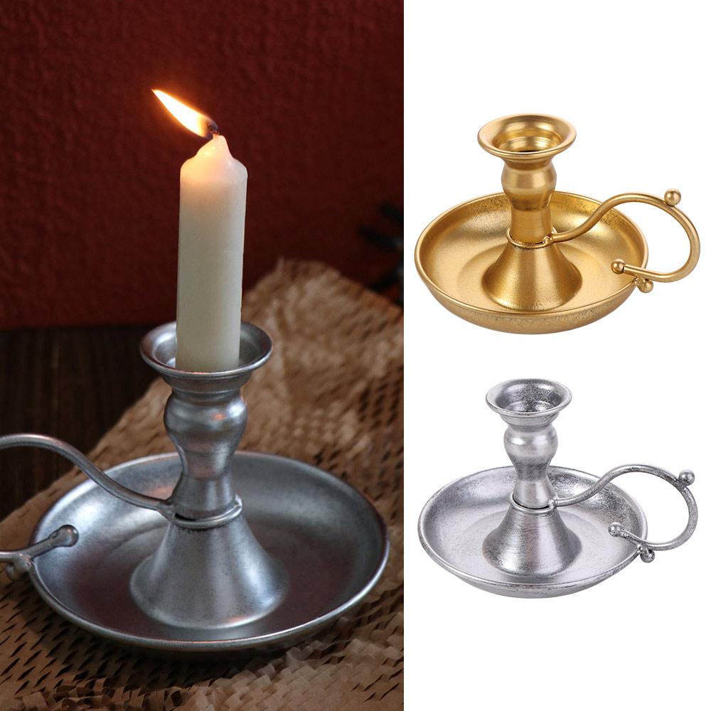 With Handle Round Single-head Candlestick Anti Slip Handheld Candle Holder  Wedding