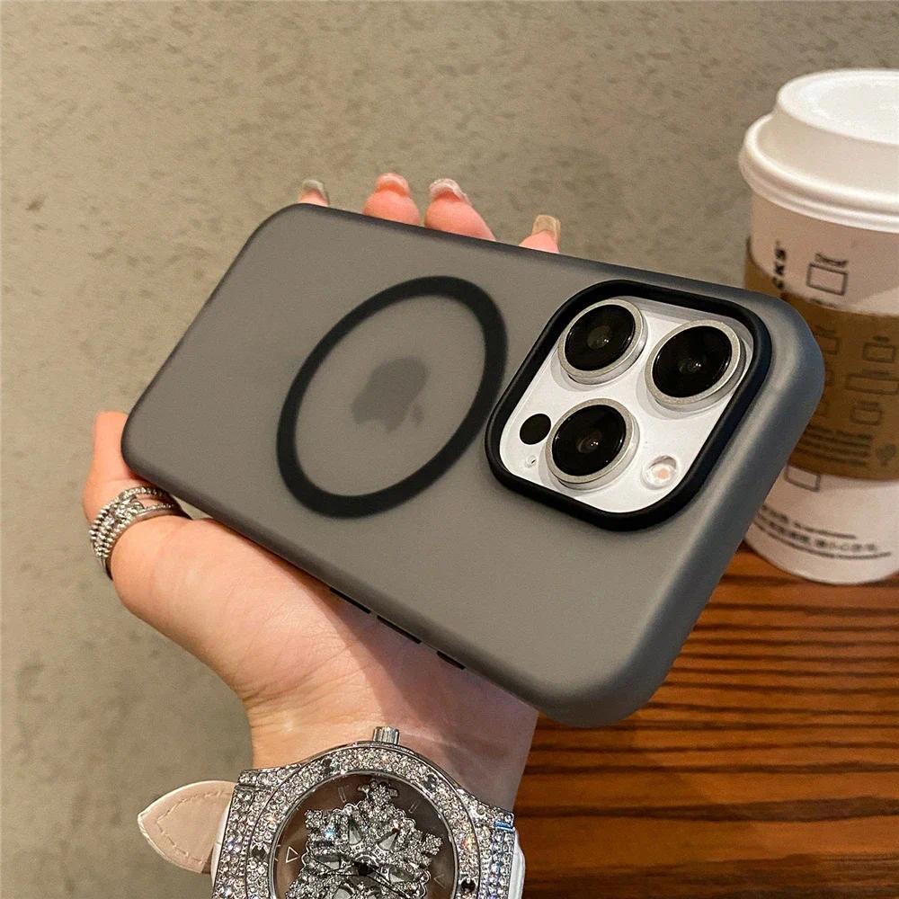 

Матовый прозрачный чехол Candy Magnetic Wireless Charging для Xiaomi 14T Pro 14 Ultra POCO X6 Pro 5G M6 4G F6 C65 C61 для Magsafe Cover Xiaomi 14T Pro чёрный