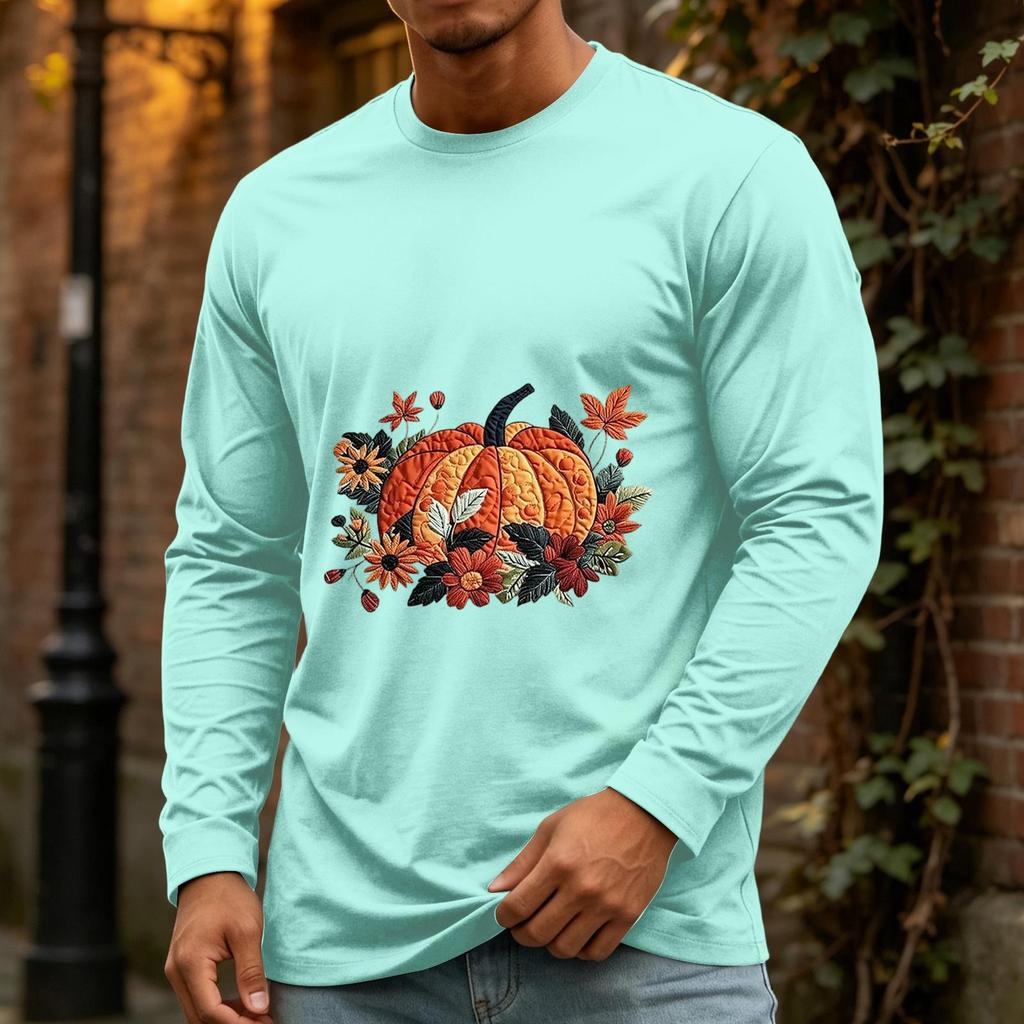 Men's Casual Long Sleeve Neck T-Shirt for Halloween
