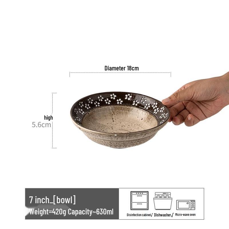 Retro Ceramic Large Bowls for Soup & Vegetables - Practical Tableware for Single Serving