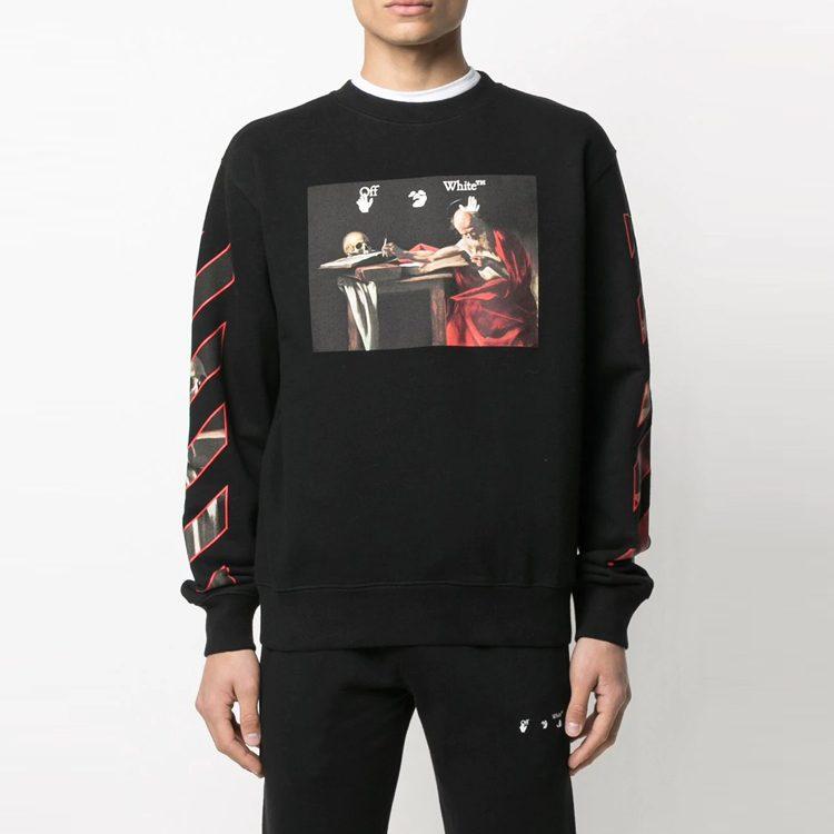 OFF WHITE SS21 Sweatshirts Unisex Black Crew Neck Moderate Regular OMBA025R21FLE0051025