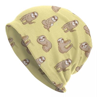 Karikatür Tembellik Bonnet Şapka örgü şapkalar Unisex Kadın Moda Unisex Kış Sıcak Sevimli Tropikal Hayvan Skullies Beanies Caps