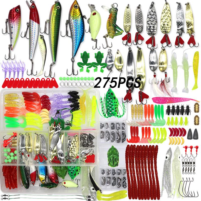 Lure Spinner & Soft Bait Thunder Frog Minnow Hook Combo Set In Box