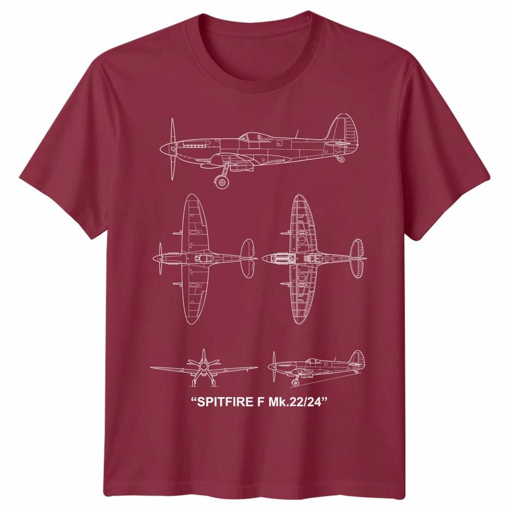 Fighter Aircraft Unisex T Shirt Technical Drawing Blueprint Ww2 Graphic Top