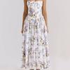 French Style Floral Sleeveless Dress With Polyester Fabric For Elegant Women