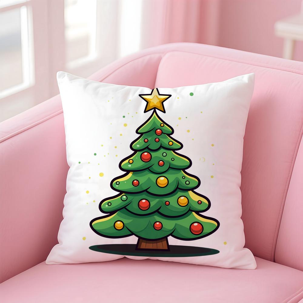 Christmas Tree Funy Abstract Art Cushion Cover Linen Pillowcase Cover Soft Decor for Sofa Home Room