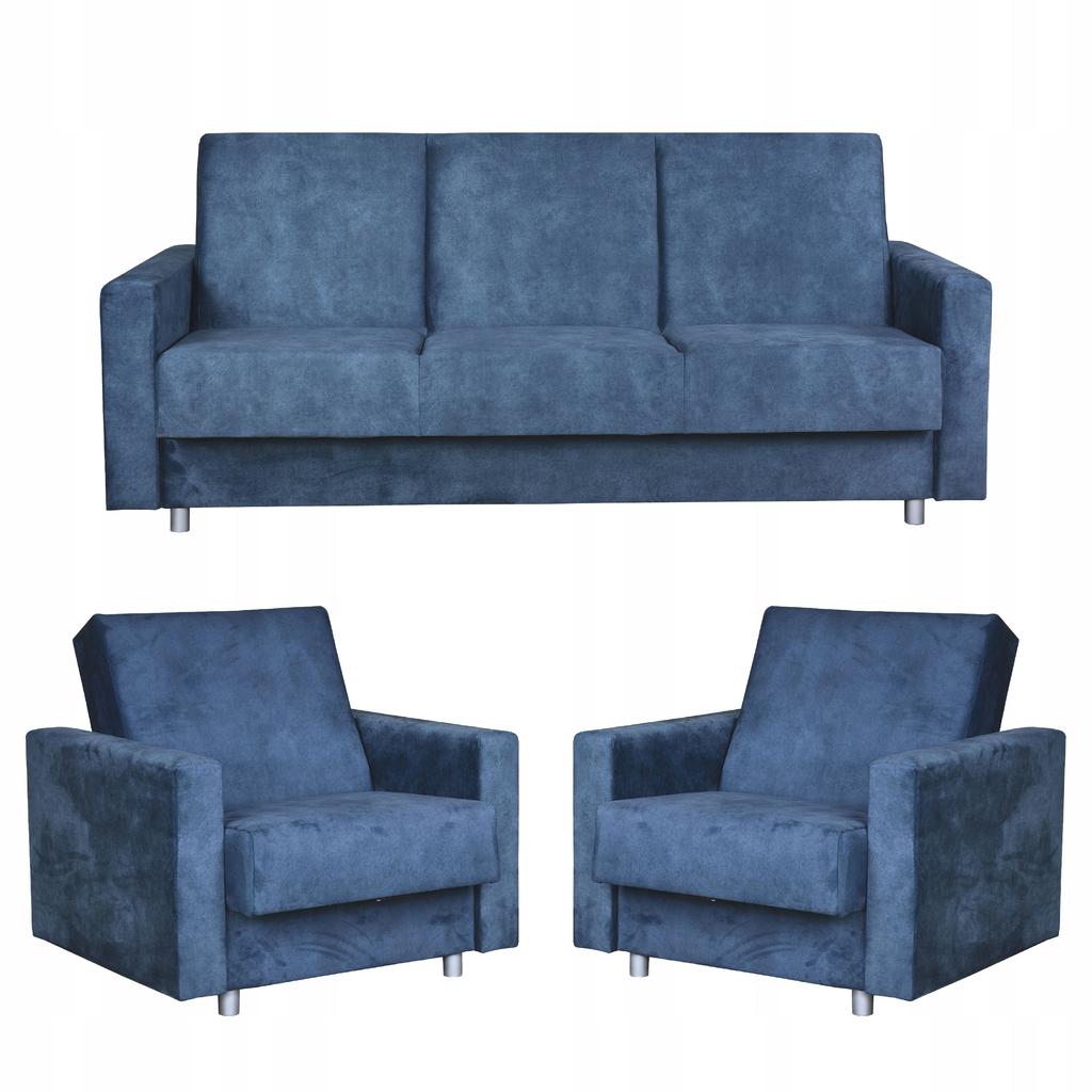 Entspannungsmöbelset Alicja Ausklappsofa Sofa Sessel Family Möbel Marineblau