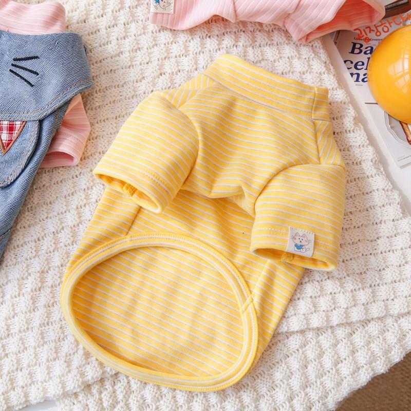 Winter Cat Striped Base Shirt Simple Cute Pet Top Home Outdoor Use