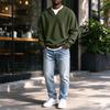 T-shirt en maille à col en V à manches longues pour homme - Haut décontracté et athlétique pour un usage quotidien