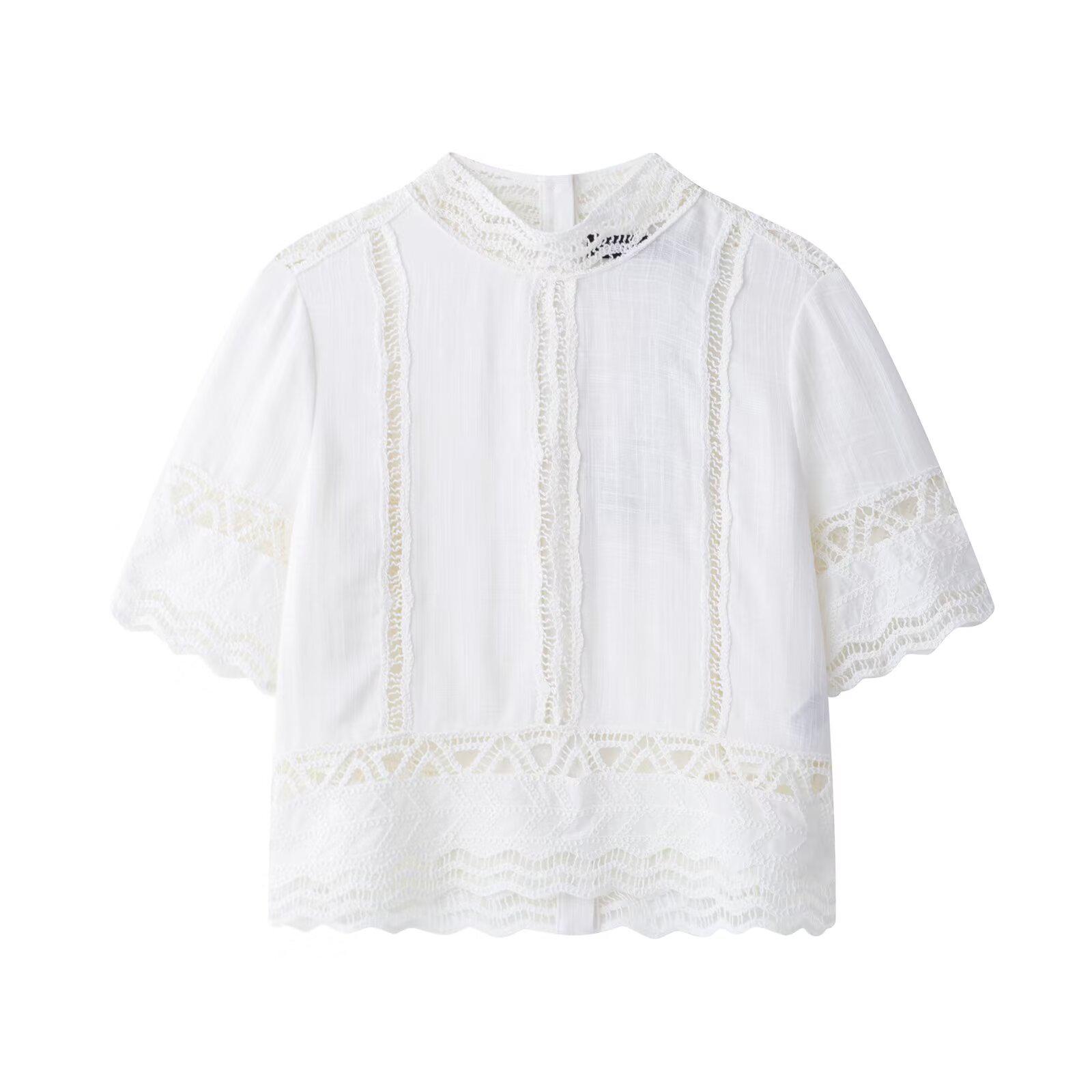 

TAOP&ZA Женский весенне-летний элегантный вязаный крючком комплект: рубашка и юбка миди M