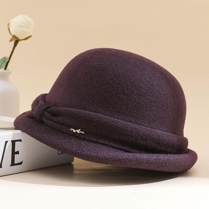 

Осень и зима ретро кэжуал шерстяной берет элегантная шляпа художника теплая универсальная британская шляпа с короткими полями one size fits all темно-фиолетового