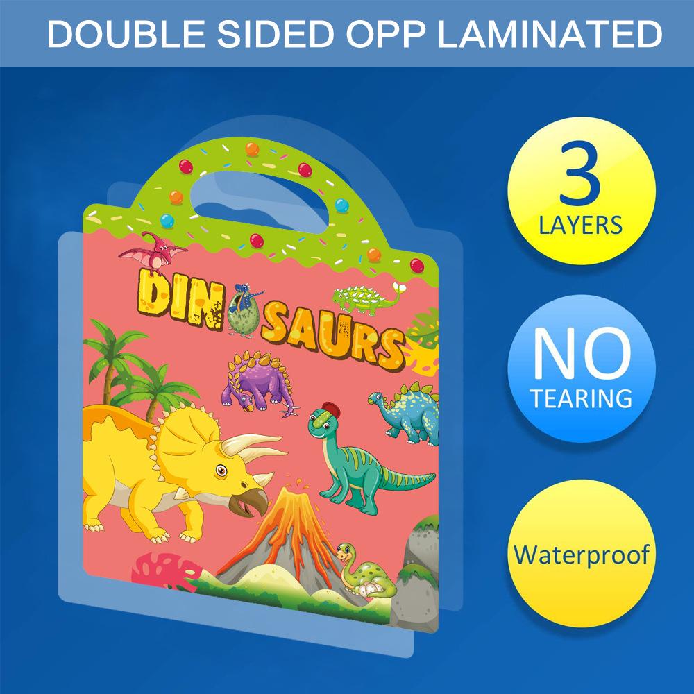 Interactive Sticker Book: Early Education with Animals, Dinosaurs, and Ocean Scenes