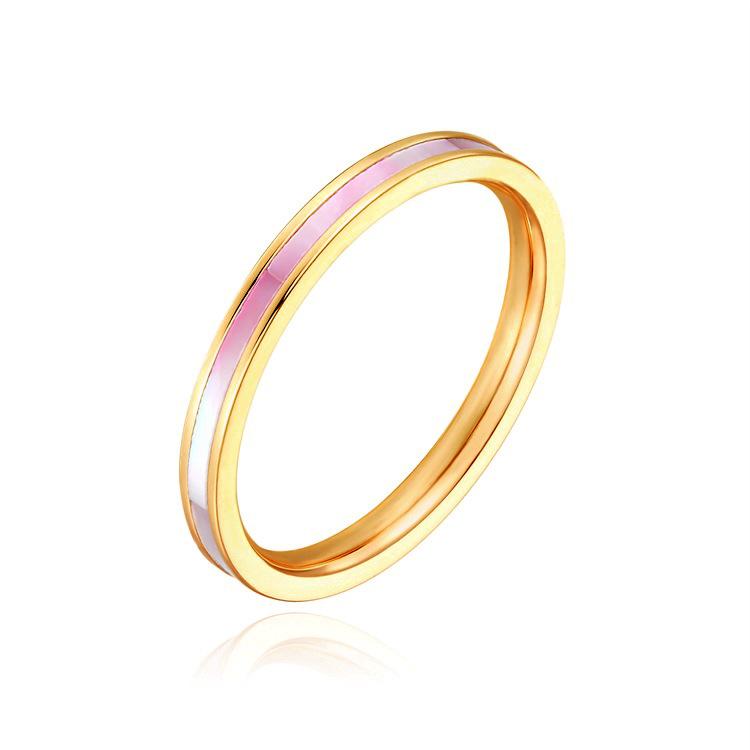 Titanium Steel Korean Simple and Colorful Fritillary Ring Electroplating Niche Smooth Shell Ring Female Ins Accessories