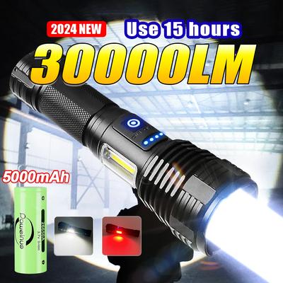 NEW High Strong Power Led Flashlights 5000mAh Torch COB Lamp Rechargeable Flashlight Camping Fishing Emergency Lantern