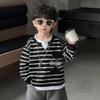 Autumn 2025 Boys' Trendy Striped Sweatshirt Set - Fashionable Early Autumn Outfit