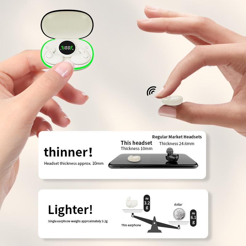 Bluetooth 5.3 Earphones Invisible Sleep Earbuds Mini Wireless Headphones  Waterproof Noise Reduction Touch Control Headsets
