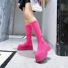 Women's Boots Thick Heel Women Knee High Boots Solid Fashion Slip On Shoes Autumn Winter Ladies Stretch Slim Long Booties