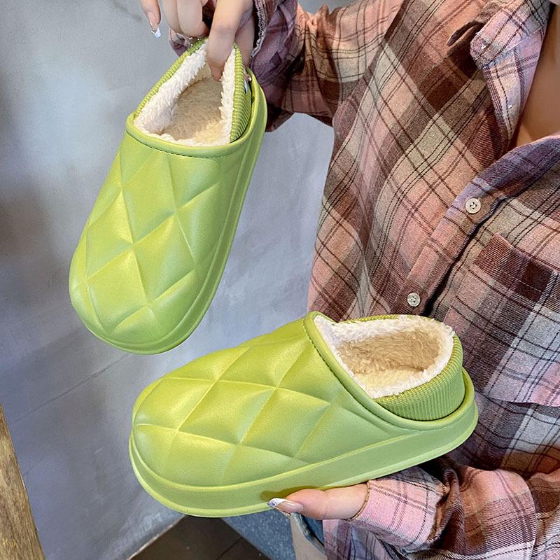 Women's Plush Cotton Winter Slippers with Heels & Men's Thick-Soled Soft Home Slippers for Outdoor Wear