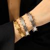 French Vintage Pleated Gold Bead Open Bangle, High-end Stainless Steel Gold-plated Bracelet, Titanium Steel Hand Jewelry