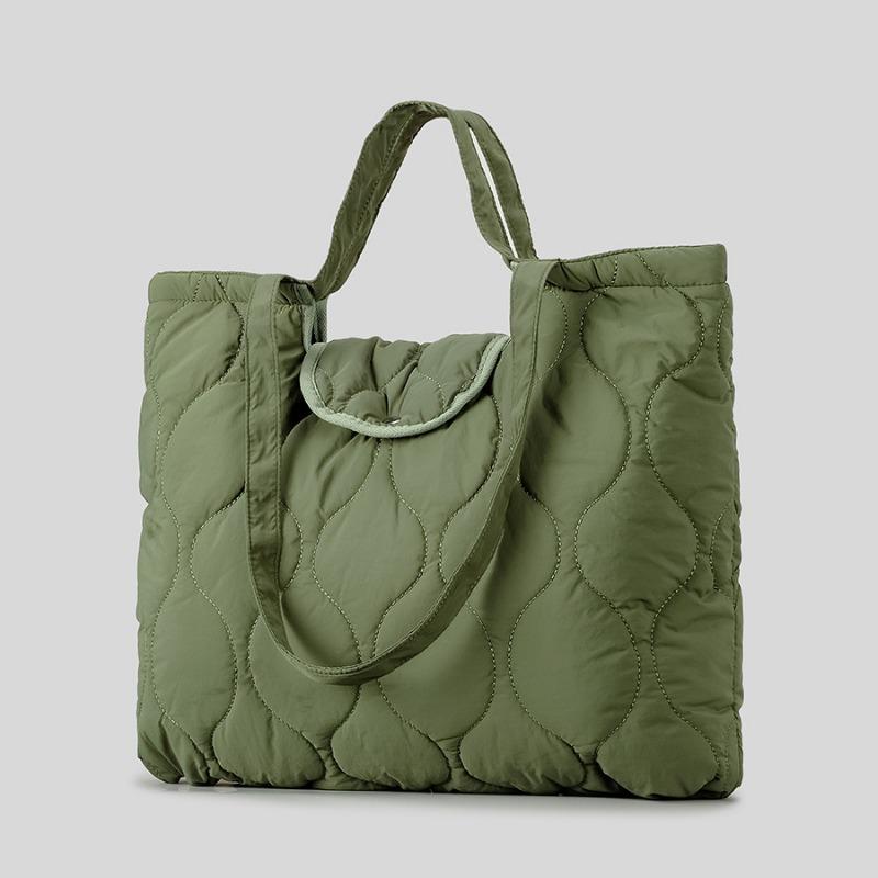 Niche Design Quilted Ringer Dumpling Bag Autumn and Winter Embroidered Line Down Padded Jacket Large Capacity Handbag Women's Shoulder Bag