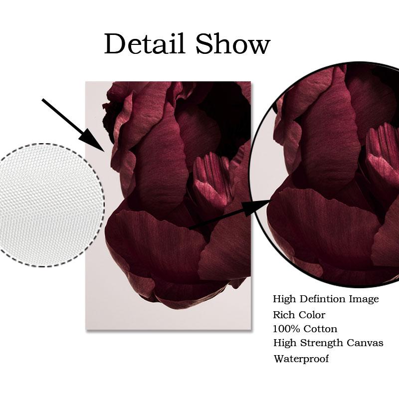 Skandinávské umění Květina Plakát Plakát Červené okvětní lístky růží Květinový tisk Malba Nástěnný obraz v severském stylu Moderní Dekor do obývacího pokoje
