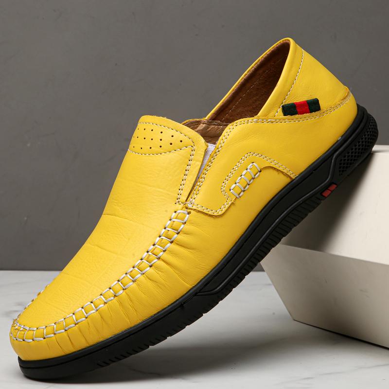 Pánské boty z hovězí kůže, ležérní nazouvací formální mokasíny, pánské mokasíny italské černé pánské řidičské boty