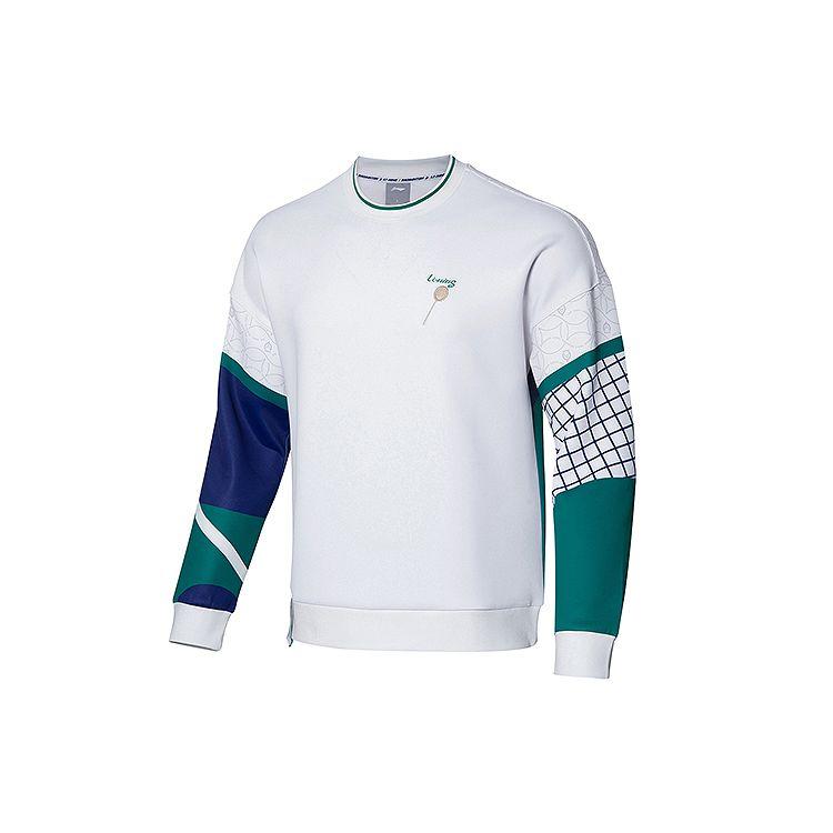 Li Ning High Elastic Pullover Casual Sports Round Neck Sweatshirt Men Sweatshirt White AWDR153-1