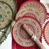Round Christmas Jute Placemat Heat Insulation Retro Decorative Mat Tableware Mats  Party Decor