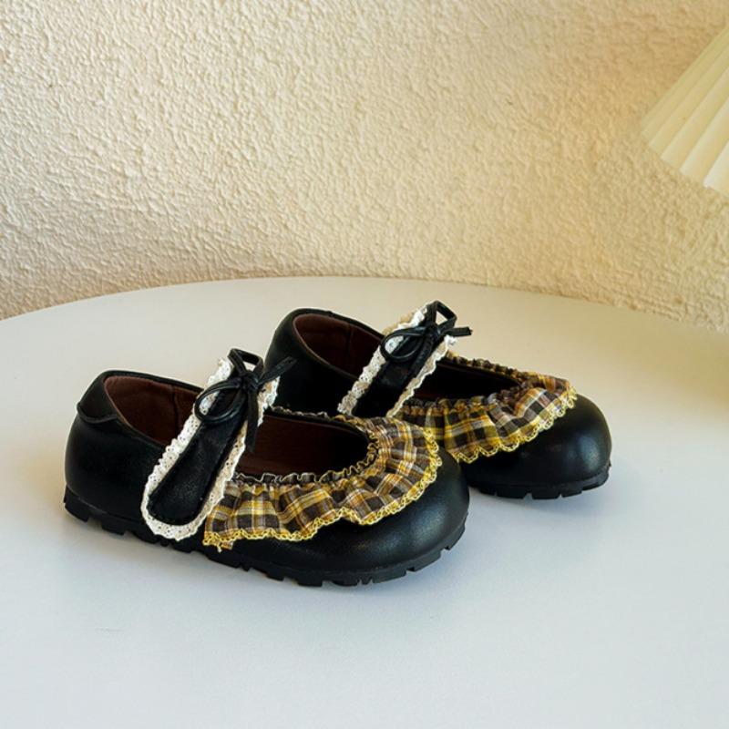 

Korean Version of Girls Leather Shoes Children s Lolita Lace Princess Shoes Little Girl Bow Shallow Mouth Shoes 30 чёрный
