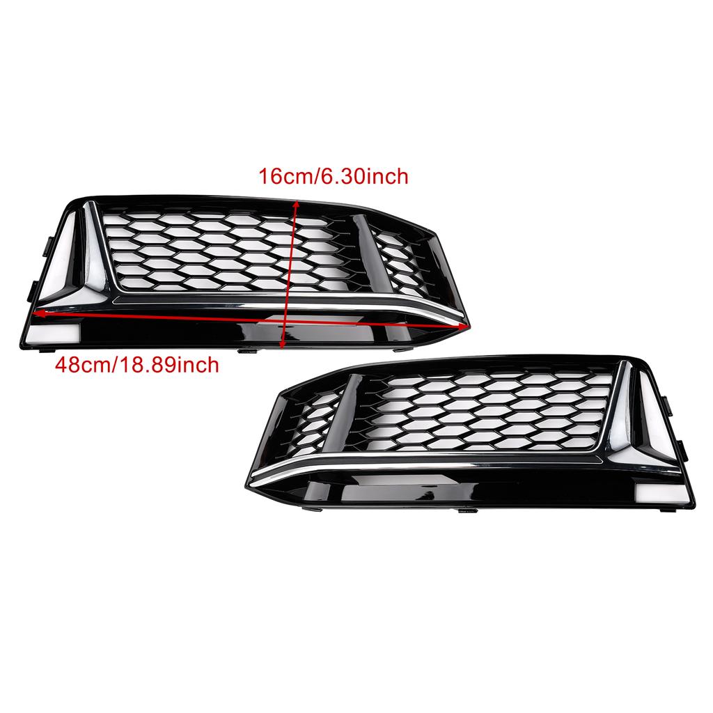 2PCS Fog Light Cover Grille Grill Fit A4 B9 S-Line S4 2016-2018