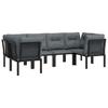 6 Piece Garden Lounge Set In Black and Gray Poly Rattan