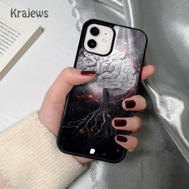 Krajews Anatomy Brain soft Phone Case Cover For iPhone 17 Air 16 15 14 plus 12 13 pro max coque Shell Fundas