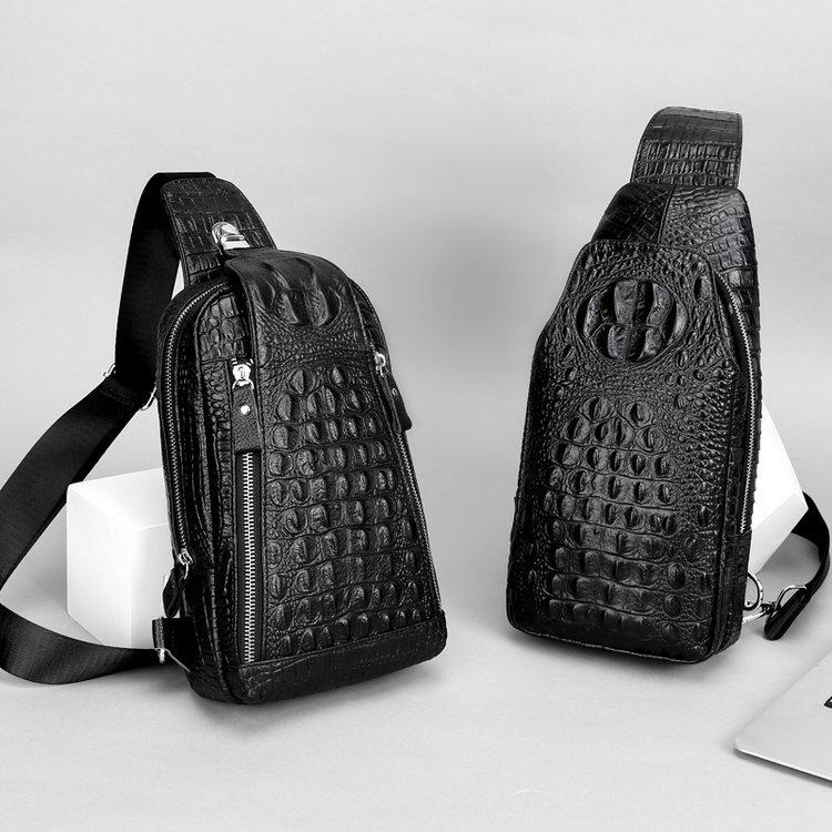 2023 Trendige Herren Echtleder Krokodilmuster Umhänge- Brusttasche