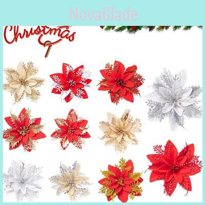 Elegant Artificial Glitter Flower Xmas Tree Decoration For A Festive Atmosphere