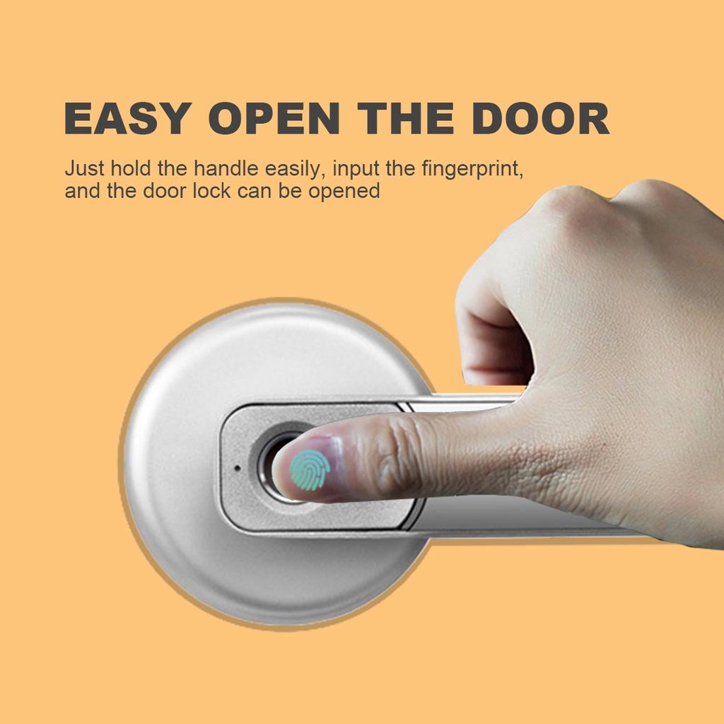USB Fingerprint Door Lock Handle Rechargeable Anti Theft Smart Biometric Keyless Security Entry Electronic Lock with 2 Keys 145 x 65mm
