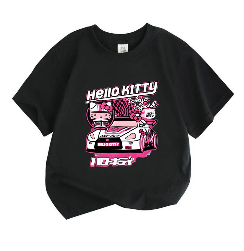 Kids Boys Girls 100% Cotton Crew Neck Short Sleeve T-Shirt, Cute Cartoon Racer Car Graphic Casual Soft Breathable Tee for Daily Play Summer Outdoor We