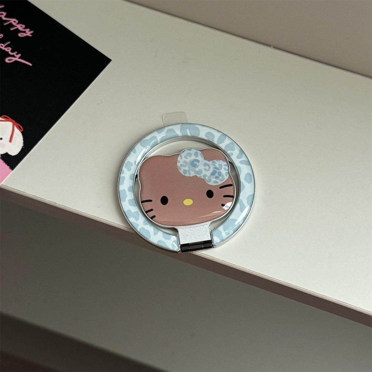 Blue Leopard Print Magnetic Phone Holder: 180° Foldable, Strong Magsafe-Compatible for Women